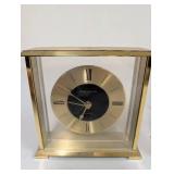 Set of 2 Vintage Desk Clocks Hampton & Portsmouth Brass and Glass