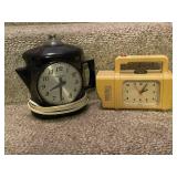 Vintage Teapot Clock and Portable Clock Radio Set