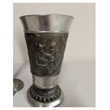 Antique Silverplated Decor Set - Sugar Bowl, Bud Vase, German Beaker, Norge Spoon