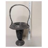 Antique Ornate Silverplate Pedestal Basket with Handle