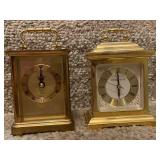 Pair of Vintage Brass Carriage Mantel Clocks - Ethel Allen & Howard Miller