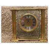 Howard Miller Brass and Glass Tabletop Mantel Clock