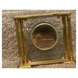 Howard Miller Brass and Glass Tabletop Mantel Clock