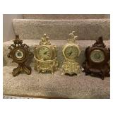 Collection of 4 Vintage Mantel Clocks Ornate Designs