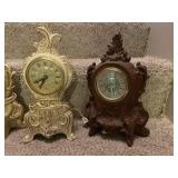 Collection of 4 Vintage Mantel Clocks Ornate Designs