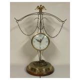 Vintage United Metal Eagle Mantel Clock with Chains and Roman Numerals