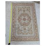 Floral Area Rug with Ornate Border, Approx. 56x35 Inches