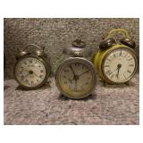 Collection of 5 Vintage Wind-Up Alarm Clocks Mixed Brands