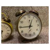 Collection of 5 Vintage Wind-Up Alarm Clocks Mixed Brands
