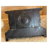 Antique Black Mantel Clock with Ornate Lion Head Details