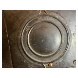 Antique Black Mantel Clock with Ornate Lion Head Details