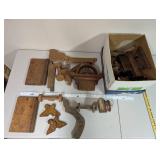 Collection of Vintage Wooden Carpenter Planes and Parts