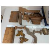 Collection of Vintage Wooden Carpenter Planes and Parts