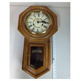 Vintage Wooden Regulator Wall Clock with Roman Numerals