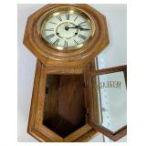 Vintage Wooden Regulator Wall Clock with Roman Numerals