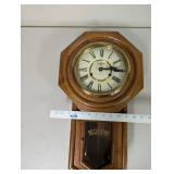 Vintage Wooden Regulator Wall Clock with Roman Numerals