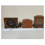 Collection of 3 Vintage Wood Mantle Clocks Raymond Telechron Seth Thomas