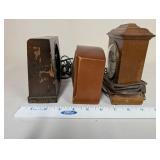 Collection of 3 Vintage Wood Mantle Clocks Raymond Telechron Seth Thomas