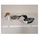 Pair of Hand-Painted Duck and Loon Ceramic Planters