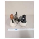 Pair of Hand-Painted Duck and Loon Ceramic Planters