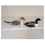 Pair of Hand-Painted Duck and Loon Ceramic Planters