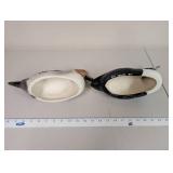 Pair of Hand-Painted Duck and Loon Ceramic Planters