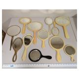 Collection of 12 Vintage Handheld Vanity Mirrors Mixed Materials