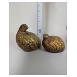 Set of 5 Vintage Gold-Tone Bird Figurines Including Peacocks and Quails