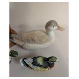 Collection of 7 Decorative Bird Figurines Assorted Materials and Styles