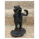 Lot of 2 Frog Statues - Metal and Concrete Garden Decor