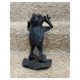 Lot of 2 Frog Statues - Metal and Concrete Garden Decor