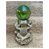 Lot of 2 Frog Statues - Metal and Concrete Garden Decor