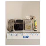 Group of 4 Vintage and Modern Lighters Including Camel, Croc Pattern, Hunter Design, and Cat Motif