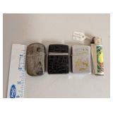 Group of 4 Vintage and Modern Lighters Including Camel, Croc Pattern, Hunter Design, and Cat Motif