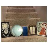 Collection of 5 Vintage Mirrors and Art Glass Panels