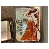 Collection of 5 Vintage Mirrors and Art Glass Panels