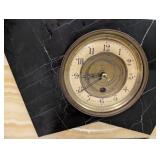 Antique French Marble Mantel Clock with Equestrian Bronze Figure