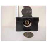 Antique French Marble Mantel Clock with Equestrian Bronze Figure