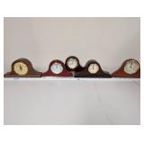 Set of 5 Wooden Mantel Clocks with Quartz Movements