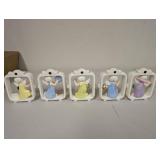 Set of 5 Days of the Week Vintage Angel Figurines in White Frames