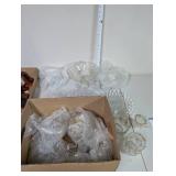 Collection of Vintage Pressed Glass and Crystal Bowls and Dishes