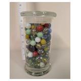 Collection of Assorted Marbles in Glass Apothecary Jar