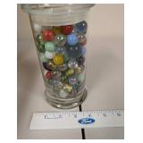 Collection of Assorted Marbles in Glass Apothecary Jar