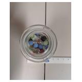 Collection of Assorted Marbles in Glass Apothecary Jar
