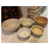 Set of 5 Vintage Stoneware Mixing Bowls