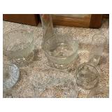 Collection of Vintage Pressed Glass Serving Bowls and Dishes