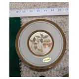 Collection of Vintage Decorative Items Including Art of Chokin Plate, Brass Vases, and Textiles