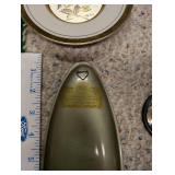 Collection of Vintage Decorative Items Including Art of Chokin Plate, Brass Vases, and Textiles