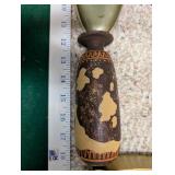 Collection of Vintage Decorative Items Including Art of Chokin Plate, Brass Vases, and Textiles