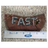 Vintage Beaded Pouch with "FAST BOAT" Design
